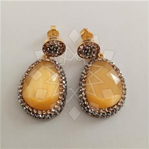 925 Sterling Silver Gem and Crystals Single Drop Earrings