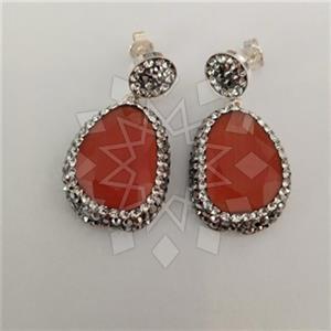 925 Sterling Silver Gem and Crystals Single Drop Earrings