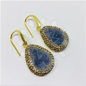 925 Sterling Silver Gem and Crystals Single Drop Earrings