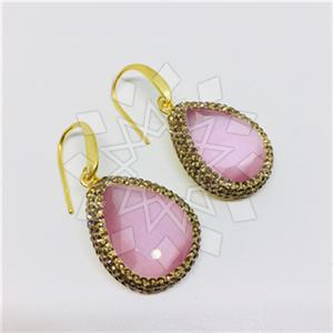 925 Sterling Silver Gem and Crystals Single Drop Earrings