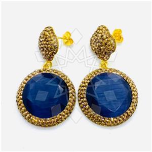 925 Sterling Silver Gem and Crystals Single Drop Earrings