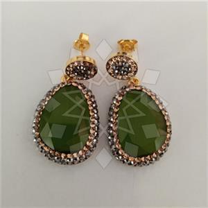 925 Sterling Silver Gem and Crystals Single Drop Earrings