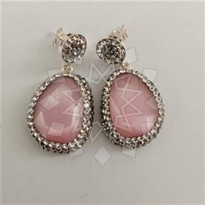 925 Sterling Silver Gem and Crystals Single Drop Earrings