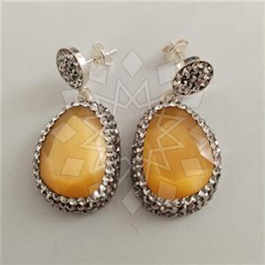 925 Sterling Silver Gem and Crystals Single Drop Earrings