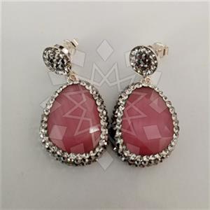 925 Sterling Silver Gem and Crystals Single Drop Earrings