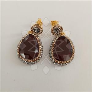 925 Sterling Silver Gem and Crystals Single Drop Earrings