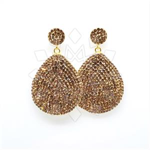 925 Sterling Silver Gem and Crystals Single Drop Earrings