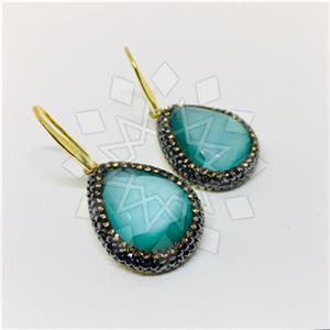 925 Sterling Silver Gem and Crystals Single Drop Earrings