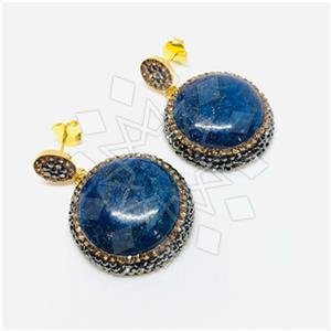 925 Sterling Silver Gem and Crystals Single Drop Earrings