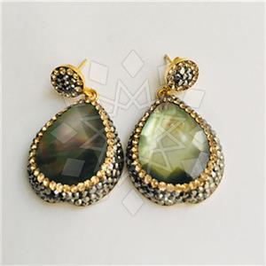 925 Sterling Silver Gem and Crystals Single Drop Earrings