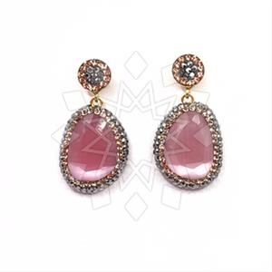 925 Sterling Silver Gem and Crystals Single Drop Earrings