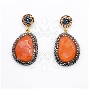 925 Sterling Silver Gem and Crystals Single Drop Earrings