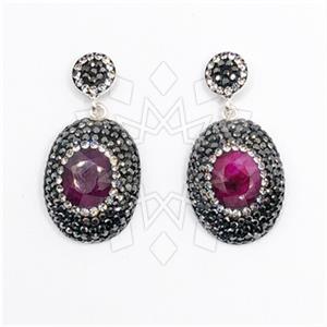 925 Sterling Silver Gem and Crystals Single Drop Earrings