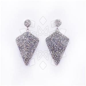 925 Sterling Silver Gem and Crystals Single Drop Earrings