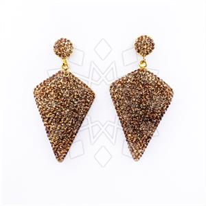 925 Sterling Silver Gem and Crystals Single Drop Earrings