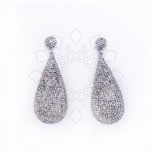 925 Sterling Silver Gem and Crystals Single Drop Earrings