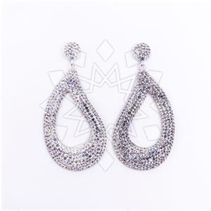 925 Sterling Silver Gem and Crystals Single Drop Earrings