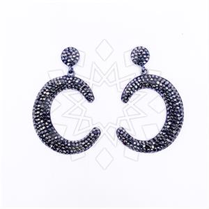 925 Sterling Silver Gem and Crystals Single Drop Earrings