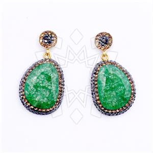 925 Sterling Silver Gem and Crystals Single Drop Earrings