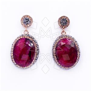 925 Sterling Silver Gem and Crystals Single Drop Earrings