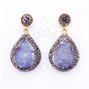925 Sterling Silver Gem and Crystals Single Drop Earrings