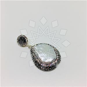 925 Sterling Silver Gem and Crystals Single Drop Gem Pendant