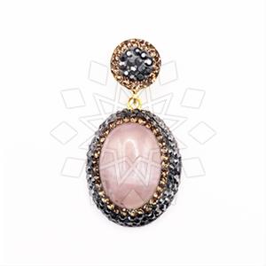 925 Sterling Silver Gem and Crystals Single Drop Gem Pendant