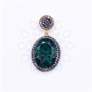 925 Sterling Silver Gem and Crystals Single Drop Gem Pendant