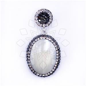 925 Sterling Silver Gem and Crystals Single Drop Gem Pendant