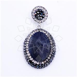 925 Sterling Silver Gem and Crystals Single Drop Gem Pendant