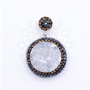 925 Sterling Silver Gem and Crystals Single Drop Gem Pendant