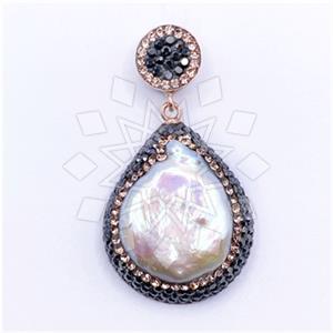 925 Sterling Silver Gem and Crystals Single Drop Gem Pendant