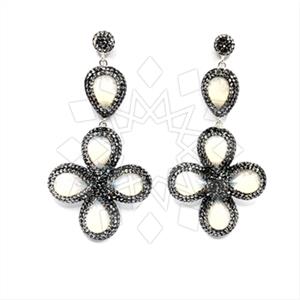 925 Sterling Silver Gem and Crystals Statement Earring