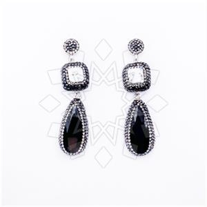 925 Sterling Silver Gem and Crystals Statement Earring