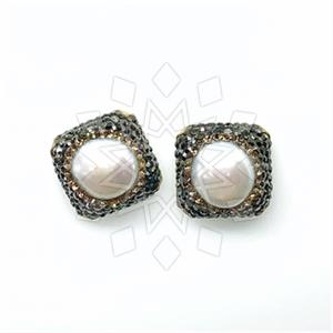 925 Sterling Silver Gem and Crystals Stud Earrings