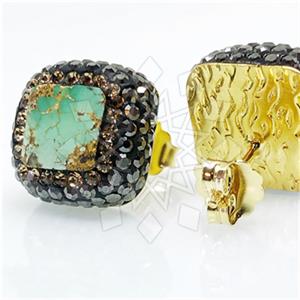 925 Sterling Silver Gem and Crystals Stud Earrings