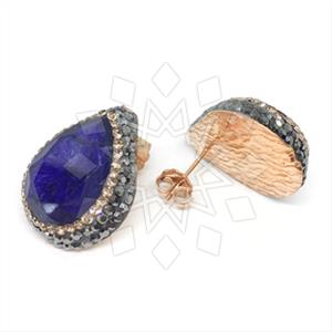 925 Sterling Silver Gem and Crystals Stud Earrings