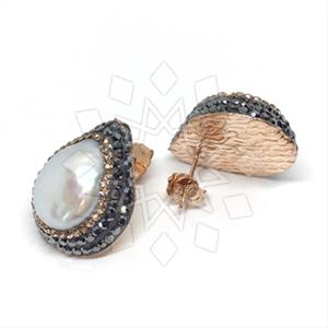 925 Sterling Silver Gem and Crystals Stud Earrings