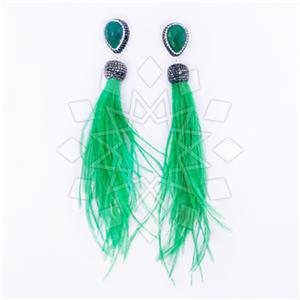 925 Sterling Silver Gem and Crystals Tassel Earring