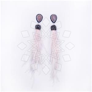 925 Sterling Silver Gem and Crystals Tassel Earring