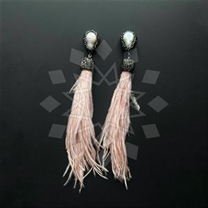 925 Sterling Silver Gem and Crystals Tassel Earring