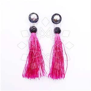 925 Sterling Silver Gem and Crystals Tassel Earring