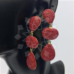 925 Sterling Silver Gem and Crystals Triple Drop Earrings