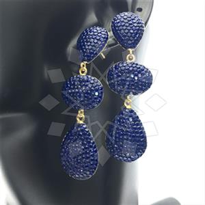 925 Sterling Silver Gem and Crystals Triple Drop Earrings