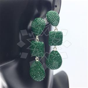 925 Sterling Silver Gem and Crystals Triple Drop Earrings