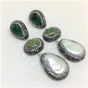 925 Sterling Silver Gem and Crystals Triple Drop Earrings