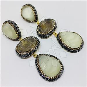 925 Sterling Silver Gem and Crystals Triple Drop Earrings