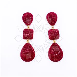 925 Sterling Silver Gem and Crystals Triple Drop Earrings