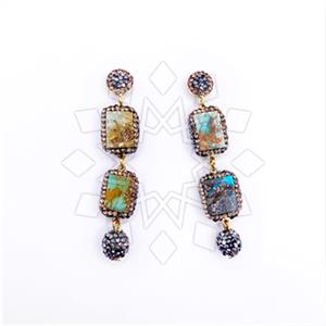 925 Sterling Silver Gem and Crystals Triple Drop Earrings