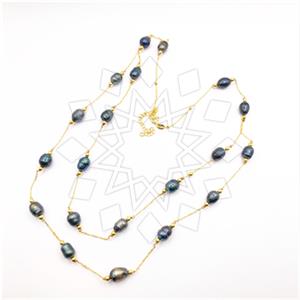 925 Sterling Silver Geometric Beaded Necklace